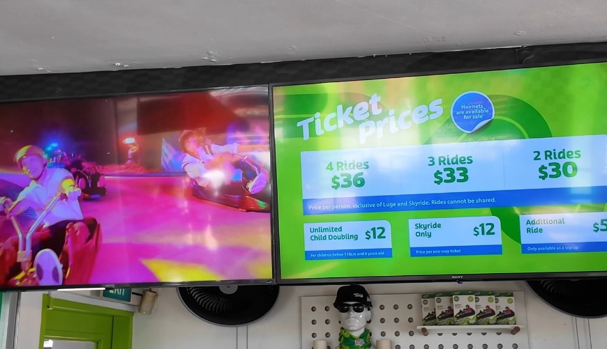 Luge and Skyride options clearly presented for easy selection