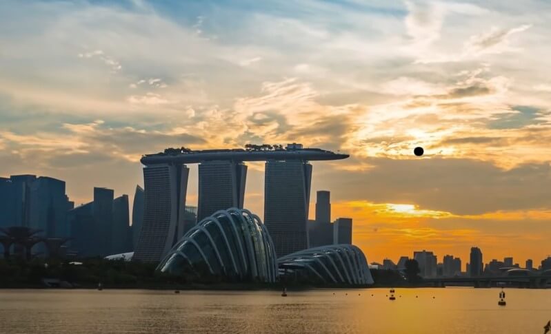 Singapore Flyer pictured in the sunset
