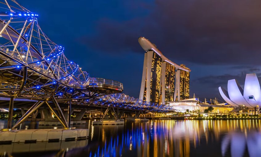 Helix Bridge glowing in blue color