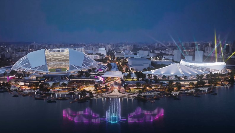 Aerial view of Kallang and its Sports Hub Center