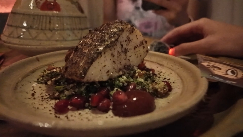 Seared fish with quinoa and pomegranate at Absurdities